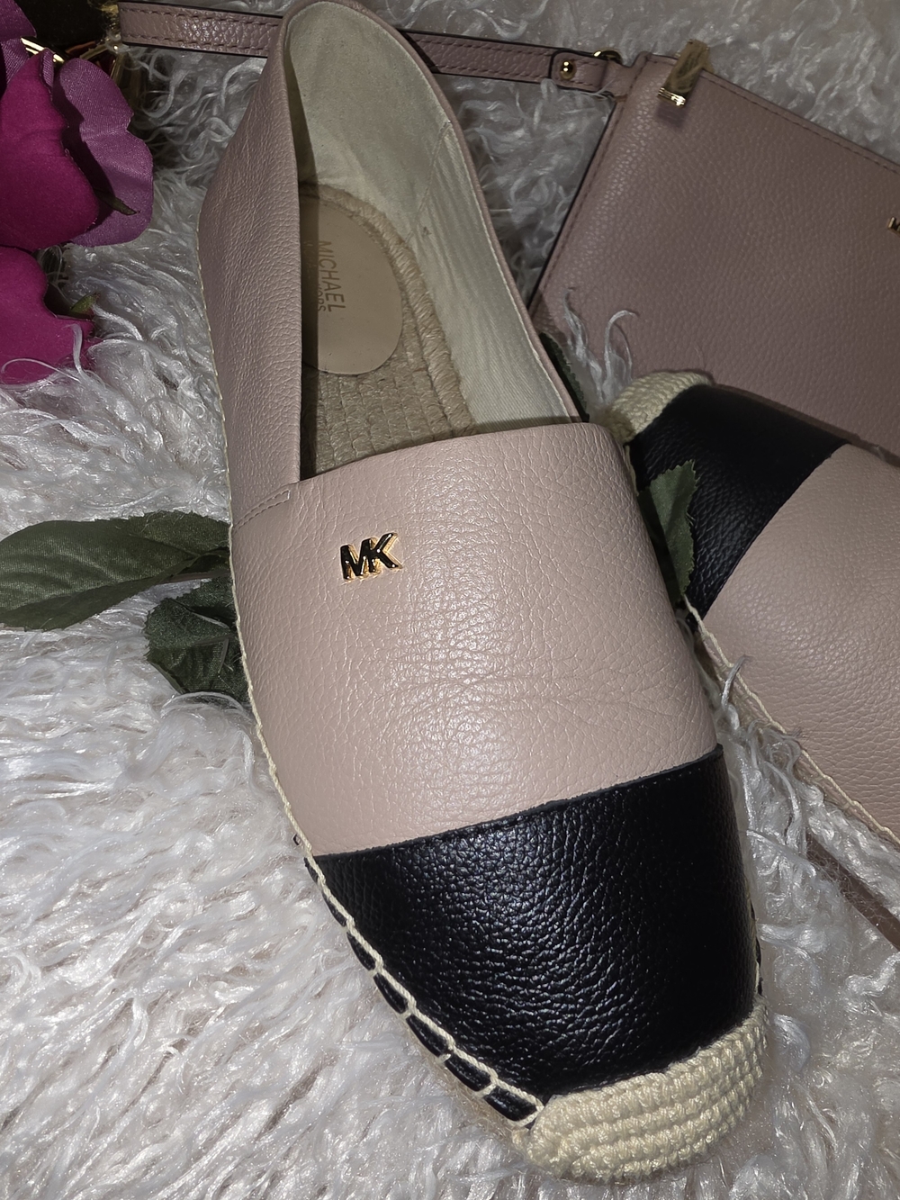 Michael Kors Women's Two-Tone Pink and Black Espadrille Slip-Ons